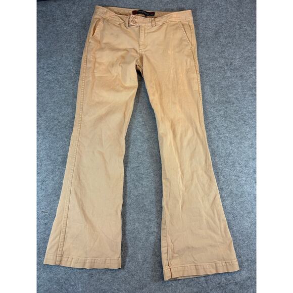 VINTAGE Steve & Barrys Pants Womens Size 12 Tan Twill Bootcut Low Rise Y2K Bratz - Picture 1 of 8